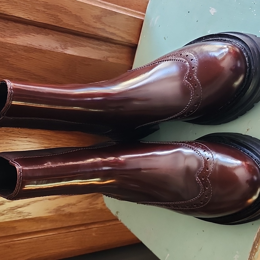 BibiLou Lianna Patent Leather Cognac Ankle Boots Size 38 - Picture 3 of 16